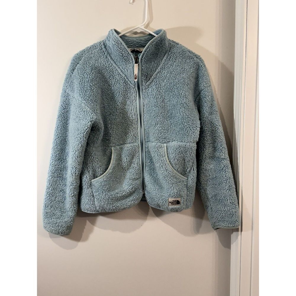 The North Face Girls Large 14/16 Fleece Jacket Full Zip Light Blue